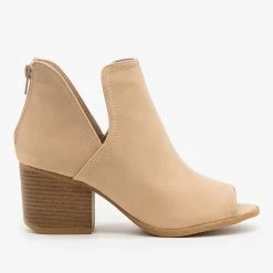 Qupid Shoes Peep Toe Side Cut Booties Newest Arrivals