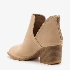 Qupid Shoes Peep Toe Side Cut Booties Newest Arrivals