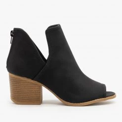 Qupid Shoes Peep Toe Side Cut Booties Newest Arrivals