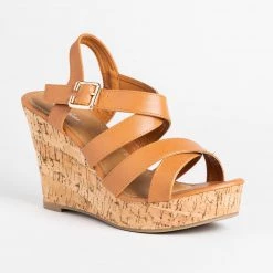 Fashion Focus Perfect Criss Cross Summer Cork Wedges Newest Arrivals