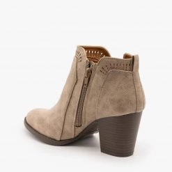Qupid Shoes Perforated Ankle Booties