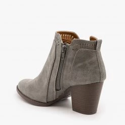 Qupid Shoes Perforated Ankle Booties