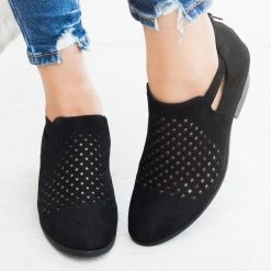 Soda Shoes Newest Arrivals Perforated Block Heel Ankle Booties