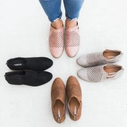 Soda Shoes Newest Arrivals Perforated Block Heel Ankle Booties