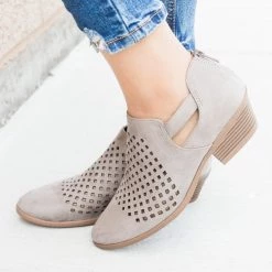 Soda Shoes Newest Arrivals Perforated Block Heel Ankle Booties