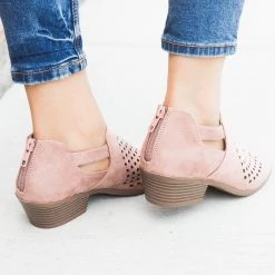 Soda Shoes Newest Arrivals Perforated Block Heel Ankle Booties