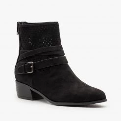 City Classified Shoes Newest Arrivals Perforated Strappy Ankle Booties FINAL SALE