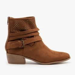 City Classified Shoes Newest Arrivals Perforated Strappy Ankle Booties FINAL SALE