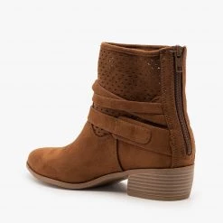 City Classified Shoes Newest Arrivals Perforated Strappy Ankle Booties FINAL SALE