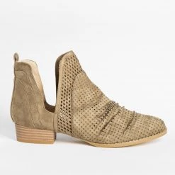 AMS Shoes Newest Arrivals Pinhole Cutout Ankle Booties FINAL SALE
