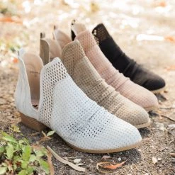 AMS Shoes Newest Arrivals Pinhole Cutout Ankle Booties FINAL SALE