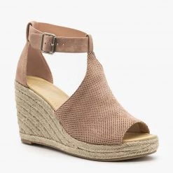 City Classified Shoes Pinhole Espadrille Wedges