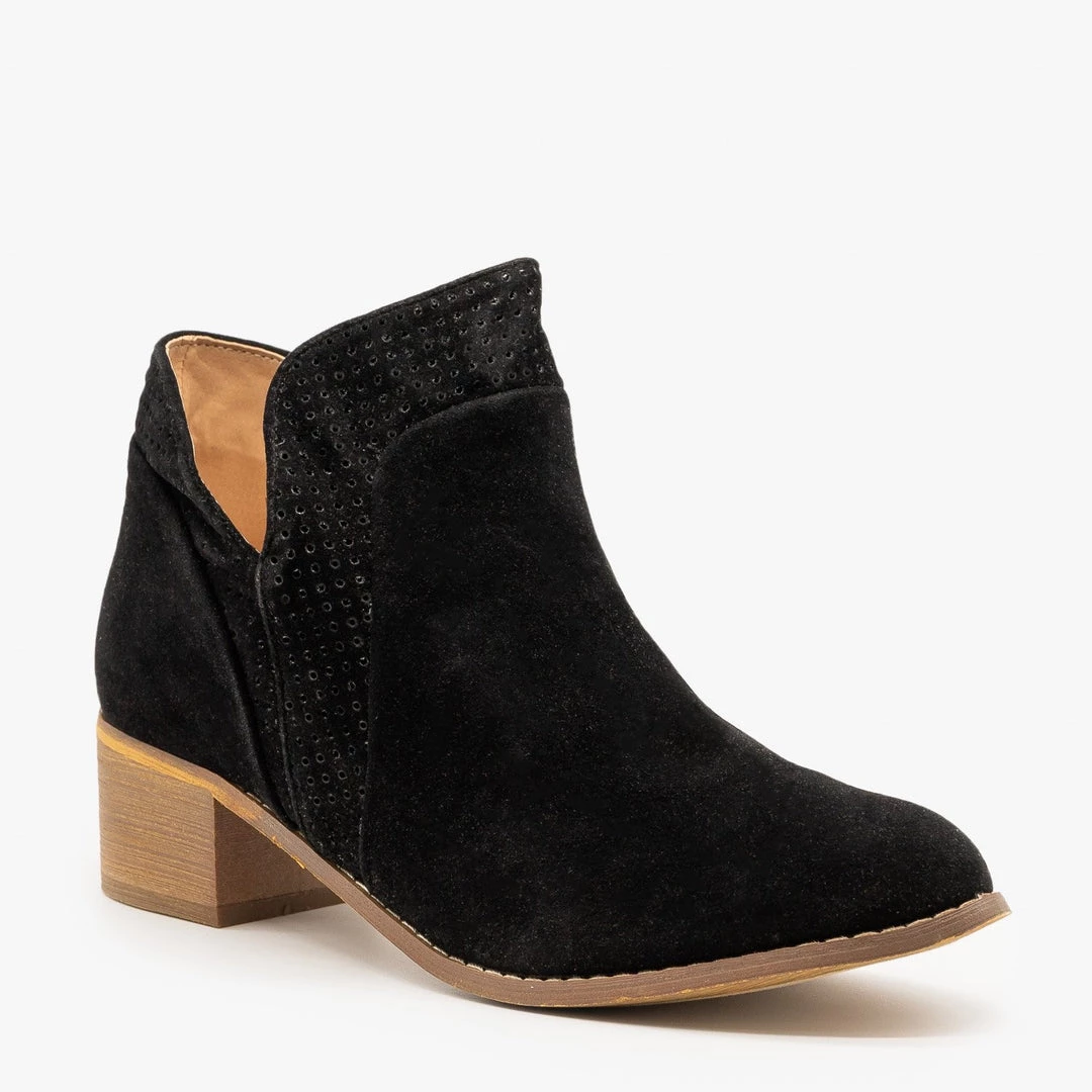 AMS Shoes Newest Arrivals Pinhole Tulip Cut Booties 5 AMS Shoes Newest Arrivals Pinhole Tulip Cut Booties