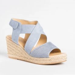 Soda Shoes Newest Arrivals Pinhole Velcro Espadrille Wedges