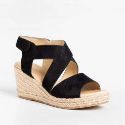 Soda Shoes Newest Arrivals Pinhole Velcro Espadrille Wedges