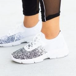 Qupid Shoes Pixelated Flyknit Athletic Sneakers