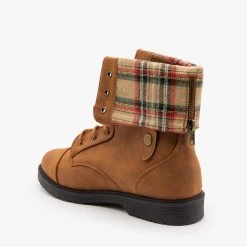 Weeboo Plaid Cuffed Combat Boots FINAL SALE Newest Arrivals