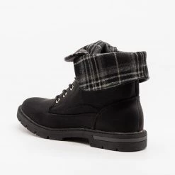 Bella Marie Plaid Fold Over Combat Boots Newest Arrivals