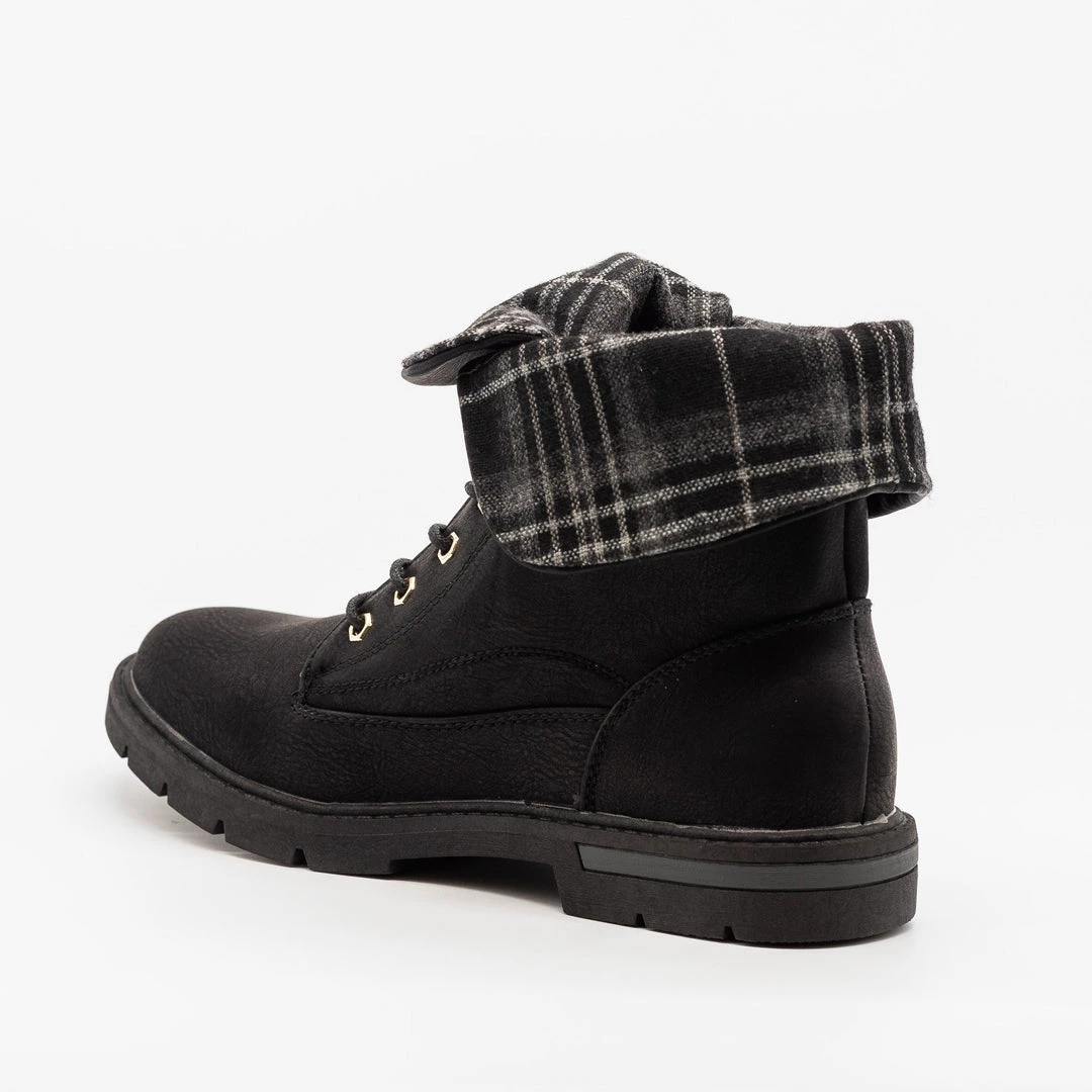 Bella Marie Plaid Fold Over Combat Boots Newest Arrivals 2 Bella Marie Plaid Fold Over Combat Boots Newest Arrivals