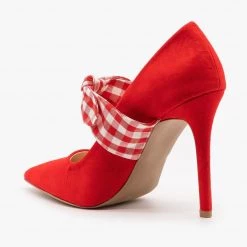 Qupid Shoes Plaid Ribbon Stiletto Pumps Newest Arrivals