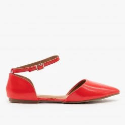 Bella Marie Newest Arrivals Pointed Toe Ankle Strap D'Orsay Flats
