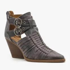 Qupid Shoes Pointed Toe Caged Booties Newest Arrivals