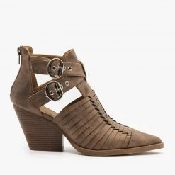 Qupid Shoes Pointed Toe Caged Booties Newest Arrivals