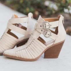 Qupid Shoes Pointed Toe Caged Booties Newest Arrivals