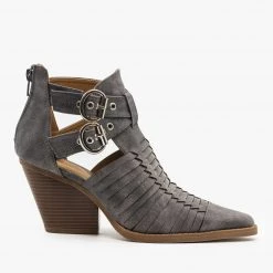 Qupid Shoes Pointed Toe Caged Booties Newest Arrivals