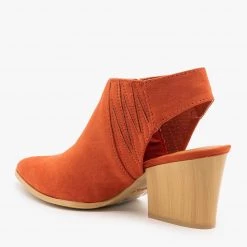 Qupid Shoes Pointed Toe Chunky Heel Mules FINAL SALE Newest Arrivals