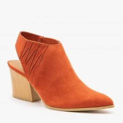 Qupid Shoes Pointed Toe Chunky Heel Mules FINAL SALE Newest Arrivals