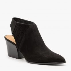 Qupid Shoes Pointed Toe Chunky Heel Mules FINAL SALE Newest Arrivals