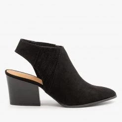 Qupid Shoes Pointed Toe Chunky Heel Mules FINAL SALE Newest Arrivals