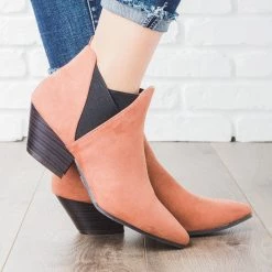 Qupid Shoes Pointed Toe Faux Suede Booties Newest Arrivals