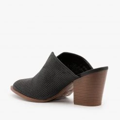 Qupid Shoes Pointed Toe Pinhole Mules FINAL SALE Newest Arrivals