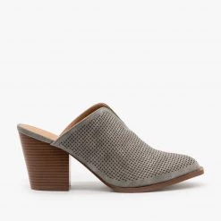 Qupid Shoes Pointed Toe Pinhole Mules FINAL SALE Newest Arrivals