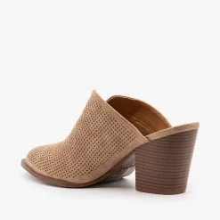 Qupid Shoes Pointed Toe Pinhole Mules FINAL SALE Newest Arrivals