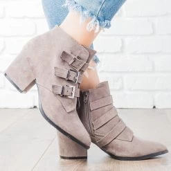 Bamboo Shoes Newest Arrivals Pointed Toe Triple Buckle Booties