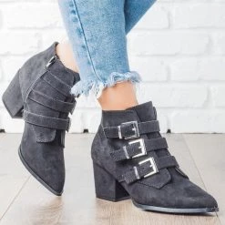 Bamboo Shoes Newest Arrivals Pointed Toe Triple Buckle Booties