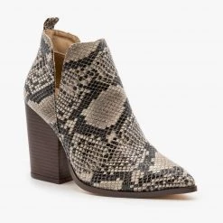 Mata Pointed Toe V-Cut Snakeskin Booties FINAL SALE 9 Mata Pointed Toe V-Cut Snakeskin Booties FINAL SALE