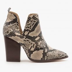Mata Pointed Toe V-Cut Snakeskin Booties FINAL SALE 10 Mata Pointed Toe V-Cut Snakeskin Booties FINAL SALE