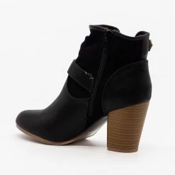 Qupid Shoes Polished Double Faux Fabric Booties