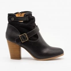 Qupid Shoes Polished Double Faux Fabric Booties