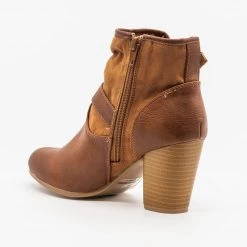 Qupid Shoes Polished Double Faux Fabric Booties