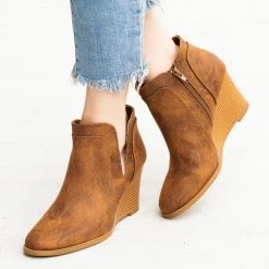 Qupid Shoes Posh Ankle Bootie Wedges FINAL SALE