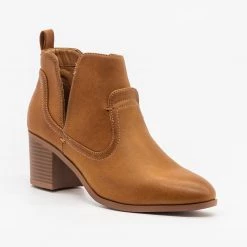 Qupid Shoes Posh Burnished Toe Western Booties FINAL SALE