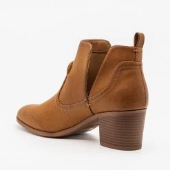 Qupid Shoes Posh Burnished Toe Western Booties FINAL SALE