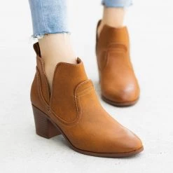 Qupid Shoes Posh Burnished Toe Western Booties FINAL SALE