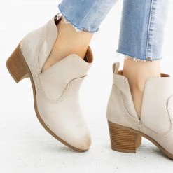Qupid Shoes Posh Burnished Toe Western Booties FINAL SALE