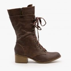 AMS Shoes Newest Arrivals Posh Chunky Heel Combat Boots FINAL SALE